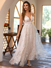 Robe dos nu en maille, robe longue à décolleté plongeant en V